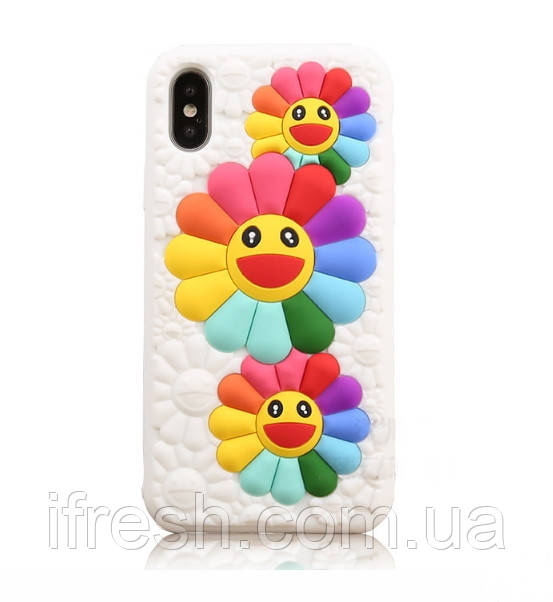 Силіконовий чохол для iPhone XS Max - Ромашки, Білий, фото 1