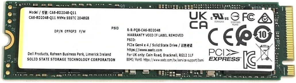 SSD-накопичувач Dell SSD 2TB M.2 2280 NVMe PCIe 4.0 Gen4 x4 (CA6-8D2048-Q11) up to 4800 Mb/s write, 6800 Mb/s read) OEM