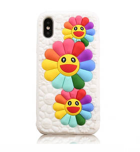 Силіконовий чохол для iPhone XS / X - Ромашки, Білий