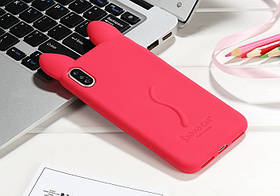 Силіконовий чохол для iPhone XS / X - Вушка Котика CoCo Cat, Кораловий