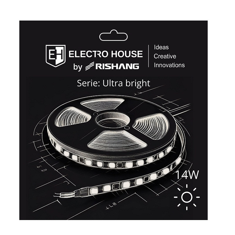LED стрічка 14Вт 24В SMD2835 180 діодів, 1400 Лм, холодний білий 6500К, серія Ultra Bright Electro House by