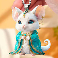 Брелок - підвіска на ключі у вигляді символу року за Китайським гороскопом з акрилу рік ЩУРА (МИШІ)