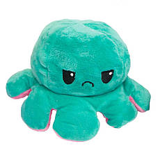 М'яка двостороння іграшка 2в1 восьминіг-перевертень 30 см, Рожевий/Бірюзовий, фото 3