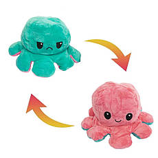 М'яка двостороння іграшка 2в1 восьминіг-перевертень 30 см, Рожевий/Бірюзовий, фото 4