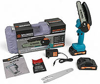 Акумуляторна ланцюгова пилка VILMAS 152-CCS-20/2 (20 V, 2 А/год, 2 акумулятори, 2 шини 15 см. 2 ланцюги)