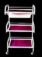 Тележка косметологическая Gloris на колесах ( 3 полки + поддон)