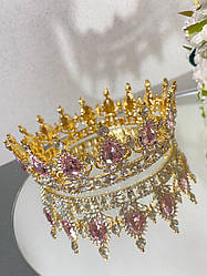 Неповторна корона SWAROVSKI, золото\рожева