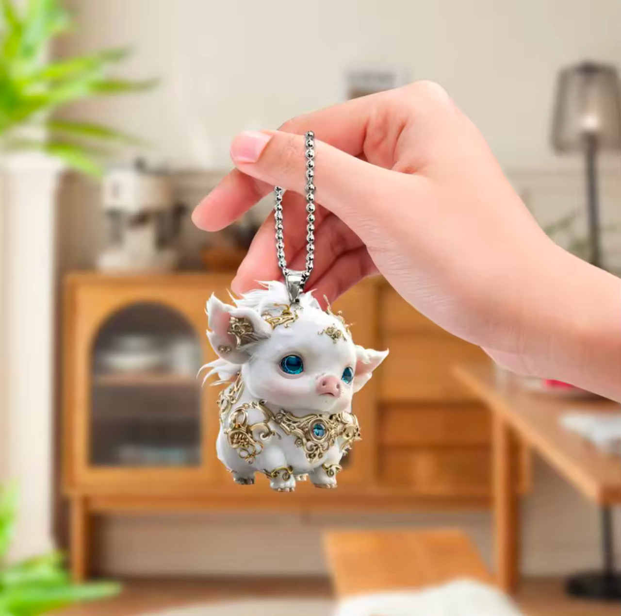 Брелок - підвіска на ключі у вигляді символу року за Китайським гороскопом з акрилу рік СВИНІ, фото 1