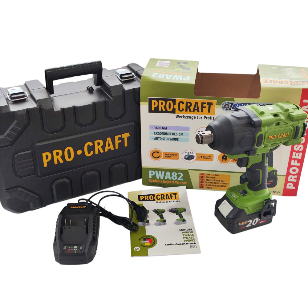 Гайковерт акумуляторний ProCraft PWA82 Кейс (з 1 АКБ та ЗУ), фото 1