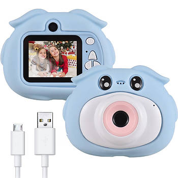 Дитячий цифровий фотоапарат Свинка, 20 Мп, від USB, D300 / Фотокамера дитяча / Фотоапарат для дітей