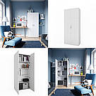 Шафа для одягу в сучасному стилі з 5 місткими полками Шафа двостулкова розпашна 80 см в дім або офіс, фото 2