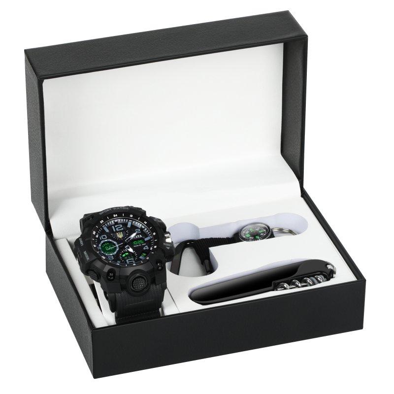 Чоловічий наручний годинник Besta Box Peremoga Set з компасом + подарунковий набір, фото 1