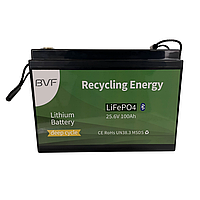 Акумулятор LiFePo4 (Літій-залізо-фосфатні) BVF 25.6V 100Ah BMS з Bluetooth