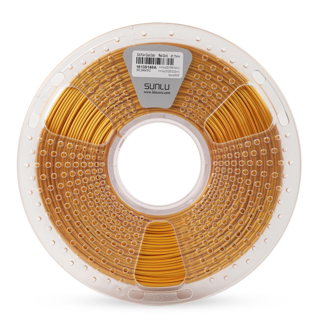 Пластик филамент SUNLU Silk PLA+ Dual Color Red Gold, Reusable Spool, 1kg