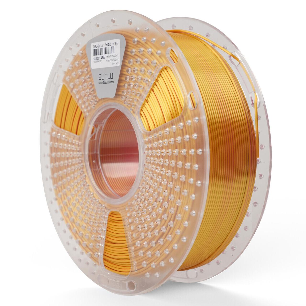 Пластик филамент SUNLU Silk PLA+ Dual Color Red Gold, Reusable Spool, 1kg