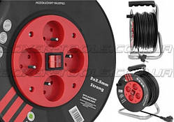 Удлинитель на катушке BOXER BX-754 з 50-метровим кабелем та чотирма розетками