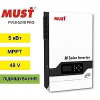 Інвертор гібридний Must PV18-5248PRO, 48 В, 80 А, 5200 Вт з MPPT контролером для резервного живлення