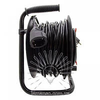 Подовжувач-катушка з заземленням і захистом LMK72013 1 розетку 2+28м 16A з заземленням Lemanso захист від перевантаження