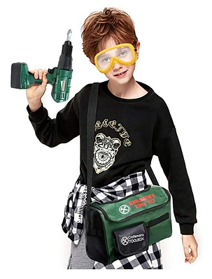 Дитячий іграшковий набір 27 інструментів будівельника шуруповерт молоток пила плоскогубці викрутка рівень сумка