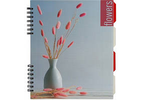 Зошит В5 120арк., в клітинку, на спіралі, з розділювачами, пластикова обкладинка Optima Flowers