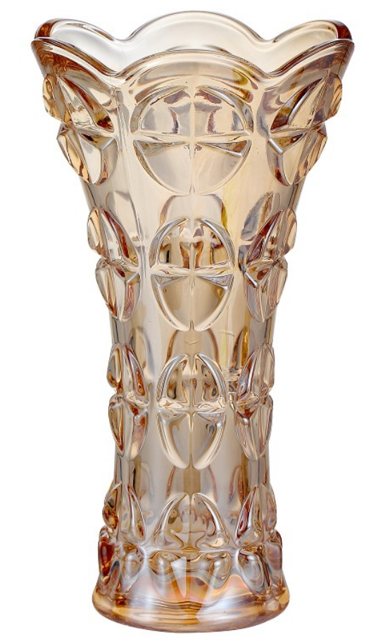Скляна ваза під кришталь "Коїн Флавер Амбер" 194 мм Helios 6330, фото 1