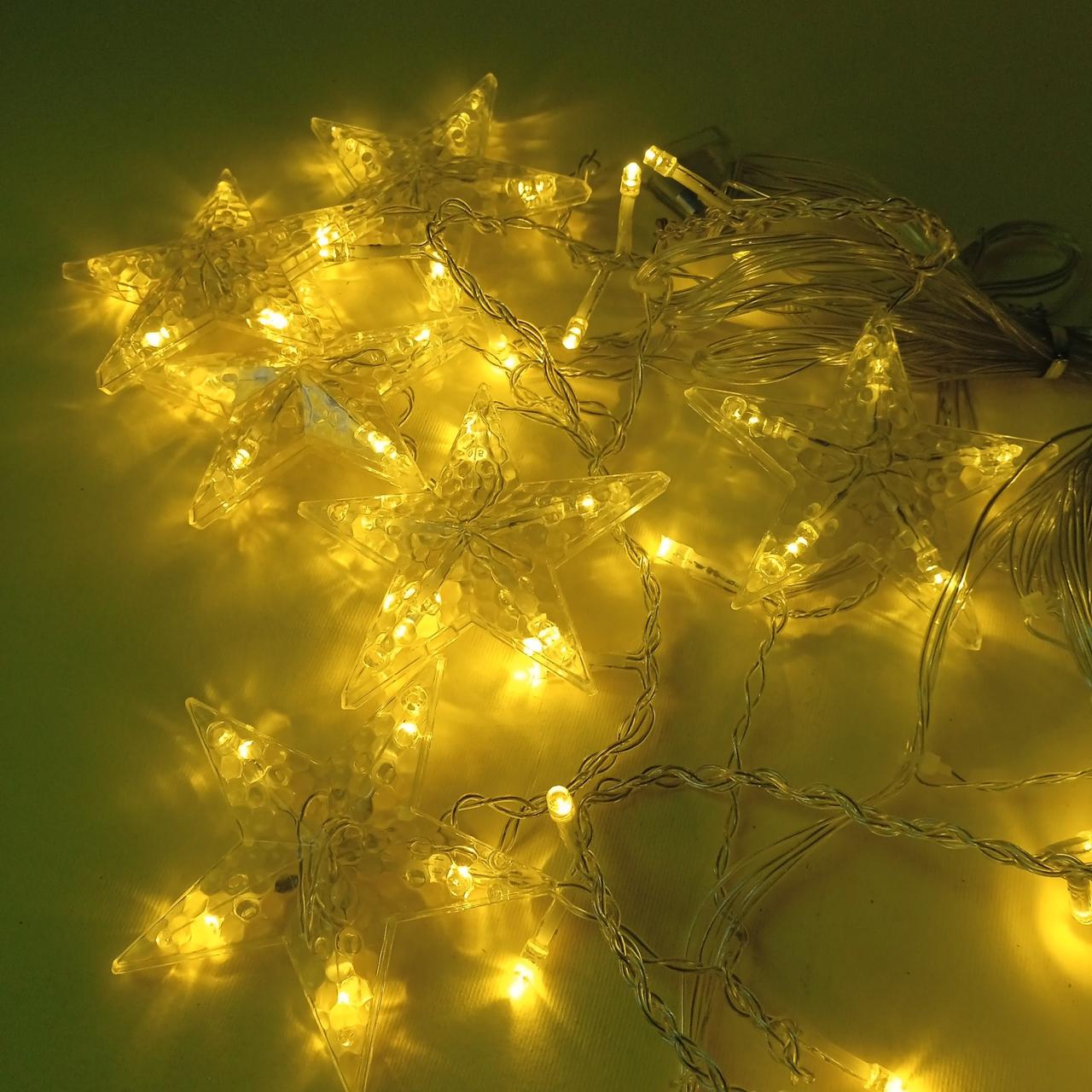 Гирлянда-штора "Місяць та зірки" жовта| Гирлянда электрическая  | Новорічна гірлянда Місяць і зорі, фото 1