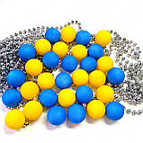 Набір новорічних іграшок патріотичних 32 шт 4 см | прикраси ялинкові блакитно жовті | новорічні іграшки |, фото 2