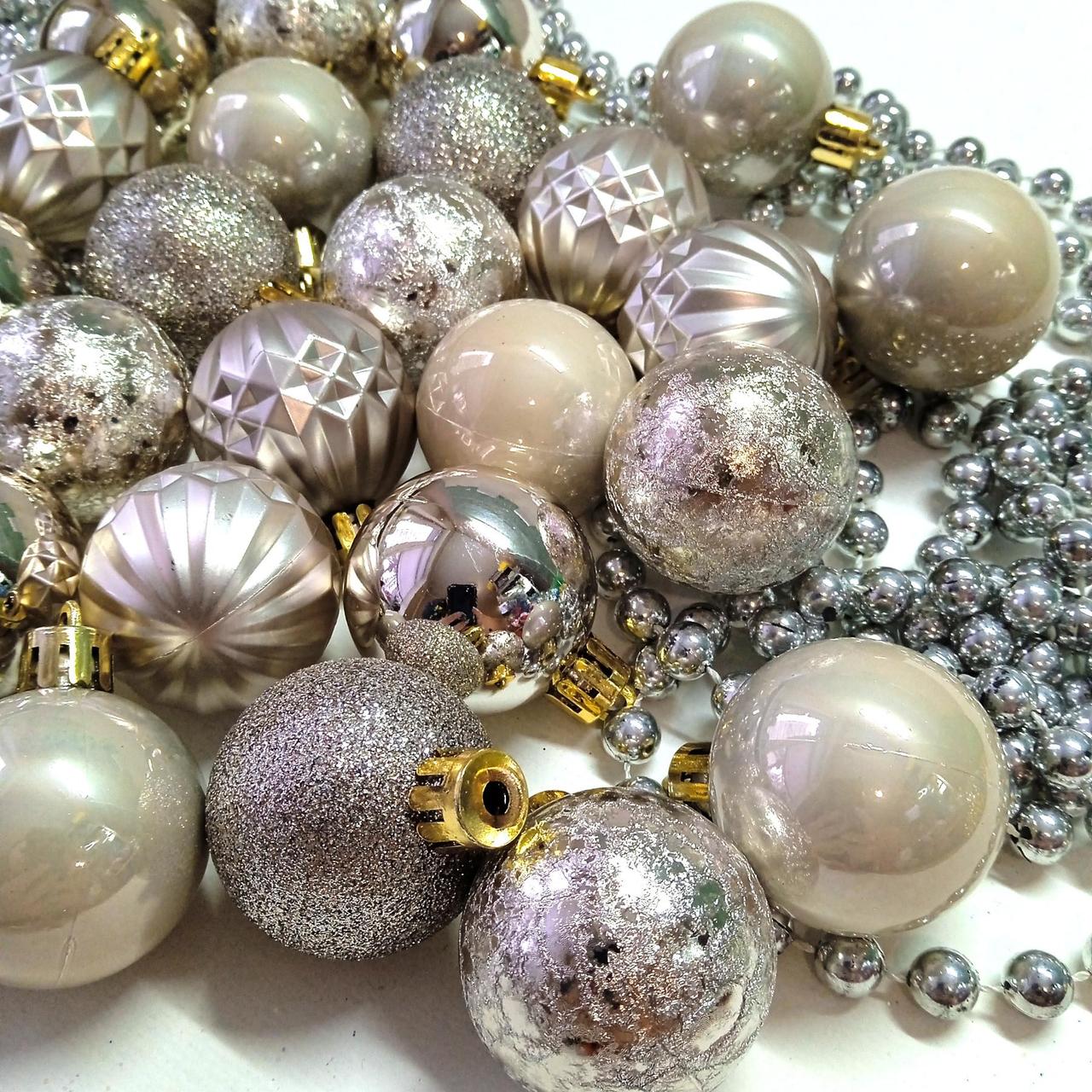 Набір новорічних іграшок 30 шт 4 см | прикраси ялинкові | новорічні іграшки |, фото 1