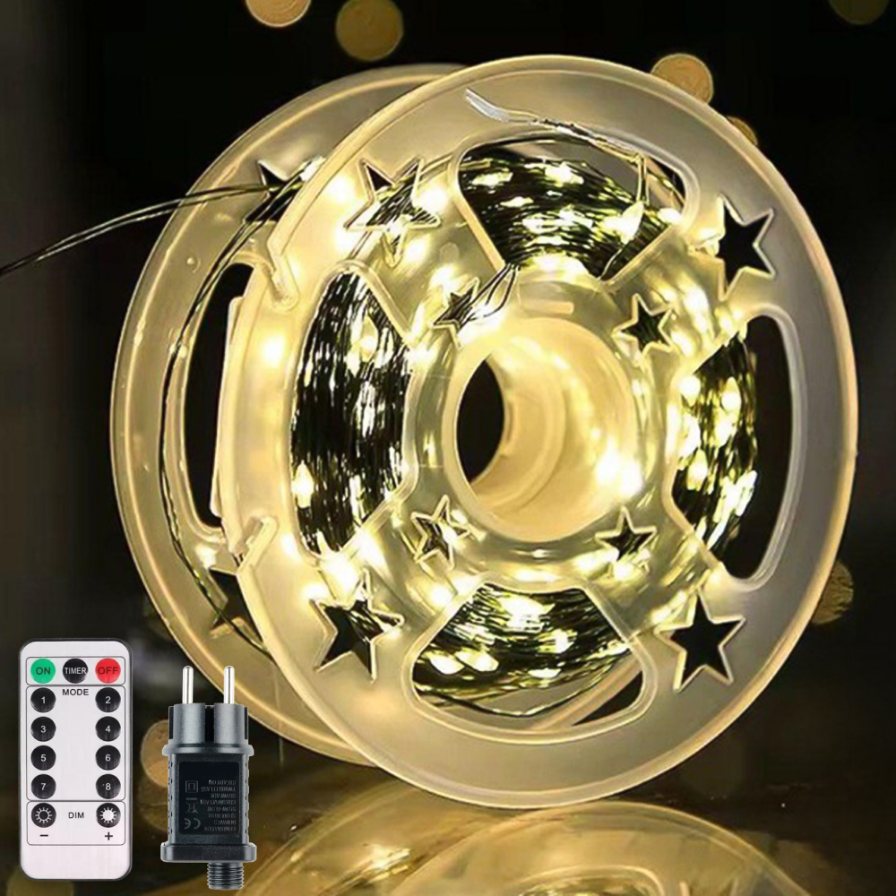Світлодіодна гірлянда нитка "Роса" 200м з пультом, 2000LED, 220В (адаптер 31В), зелений провід, Теплий білий