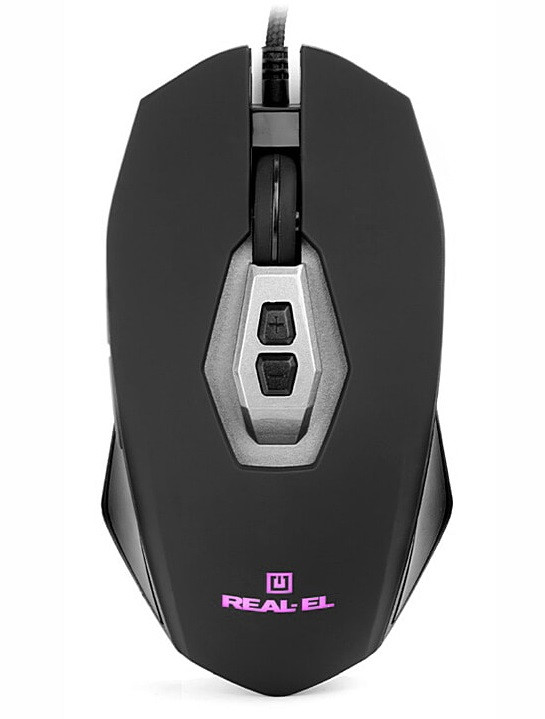 Комп'ютерна миша REAL-EL, USB, оптична, 800/1200/1600/2400 dpi, 7 кнопок, 1,8 м Black, фото 1