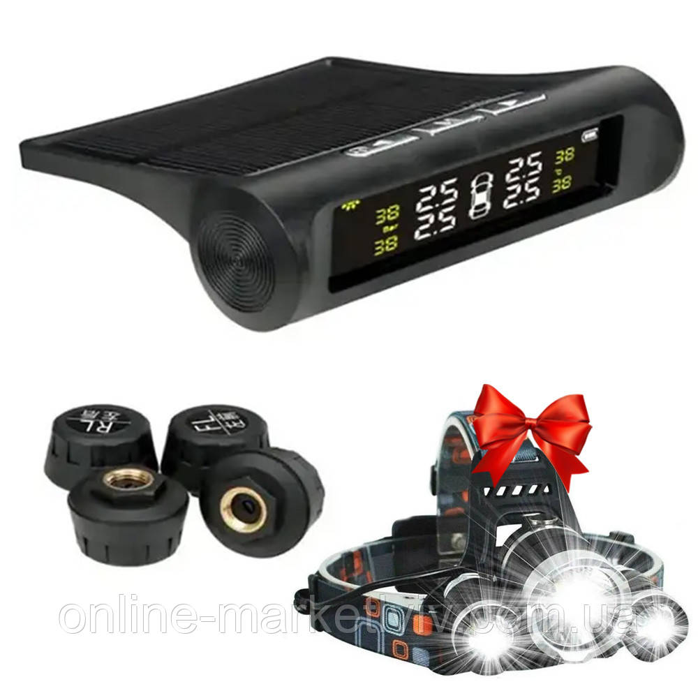 Контроль тиску в шинах TPMS+SOLAR + Подарунок Ліхтар RJ 3000 / Система контролю тиску та температури, фото 1