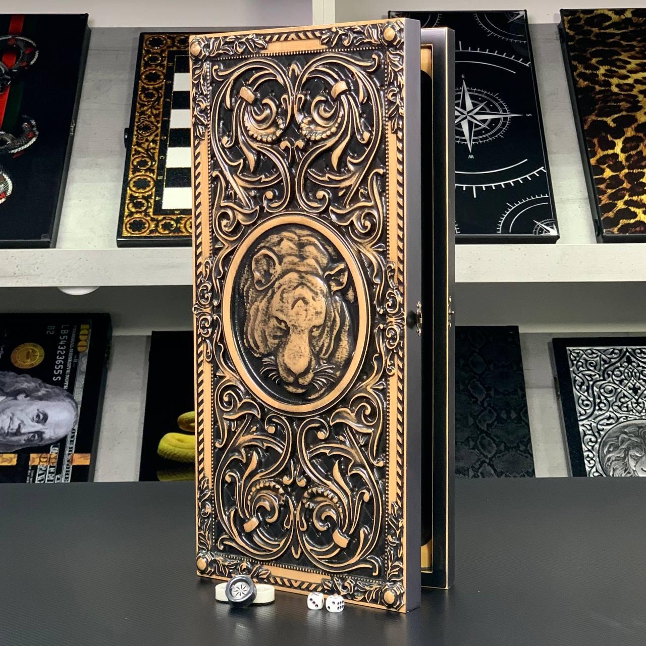 Нарди дерев'яні подарункові довгі нарди Тигр 50×23 см, фото 1