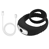 Ерекційне кільце з вібрацією, Подвійне ерекційне кільце для продовження статевого акту, Інтимні іграшки, фото 2