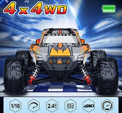 Іграшковий монстр трак всюдихід дитячий джип кросовер з р/к 1:16 Протиударний корпус Трюки для дитини Мікс
