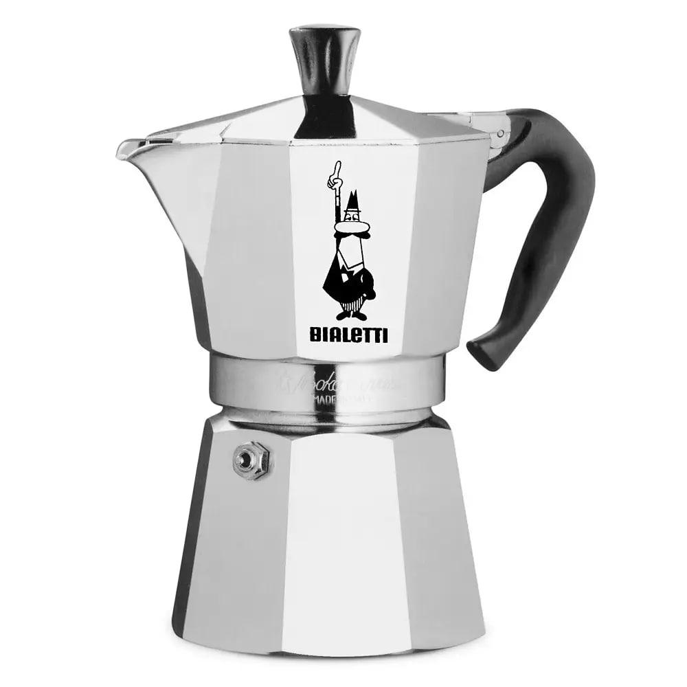 Кавоварка гейзерна для газової плити Bialetti Moka Express на 3 чашки, 130 мл, з алюмінію, для приготування кави, фото 1