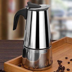 Гейзерна кавоварка 300 мл на 6 чашок найсмачнішої кави (Нержавіюча сталь, AP-2088)