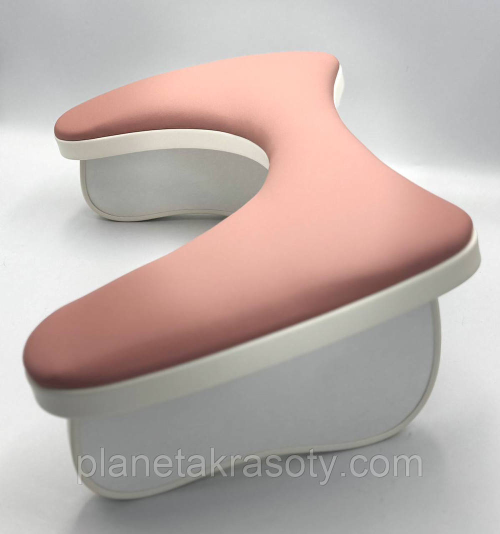 Підлокітник для манікюру ергономічний пудра на білих ніжках, фото 1