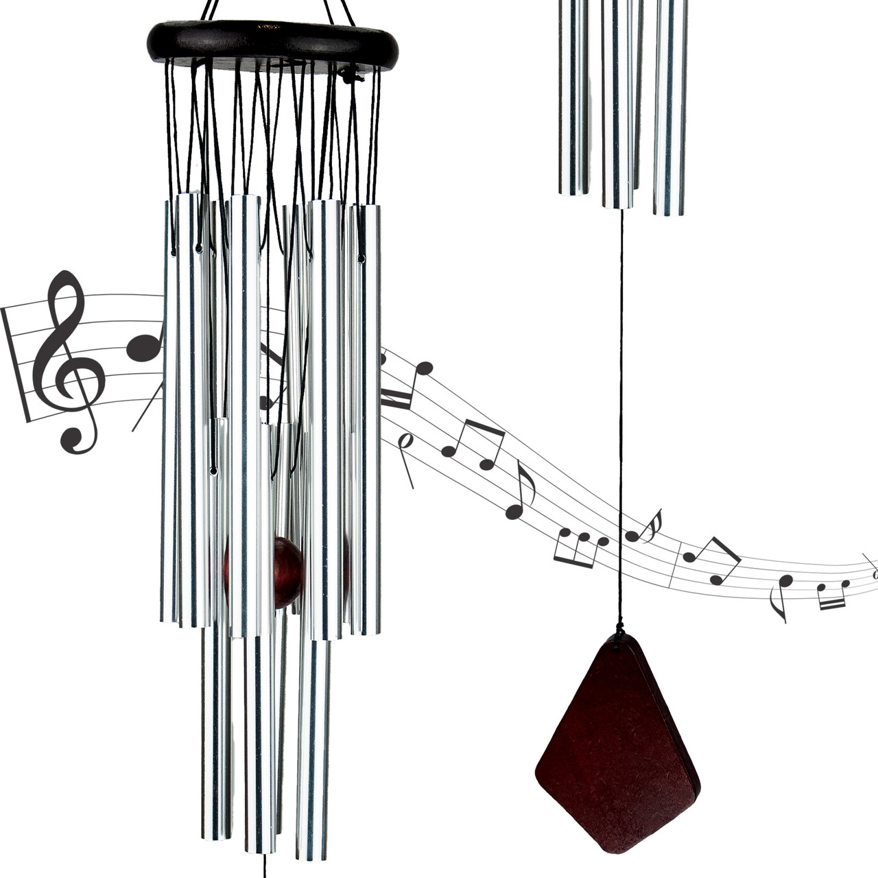 Музика вітру 12 металевих трубочок 68 см срібляста (С5920)