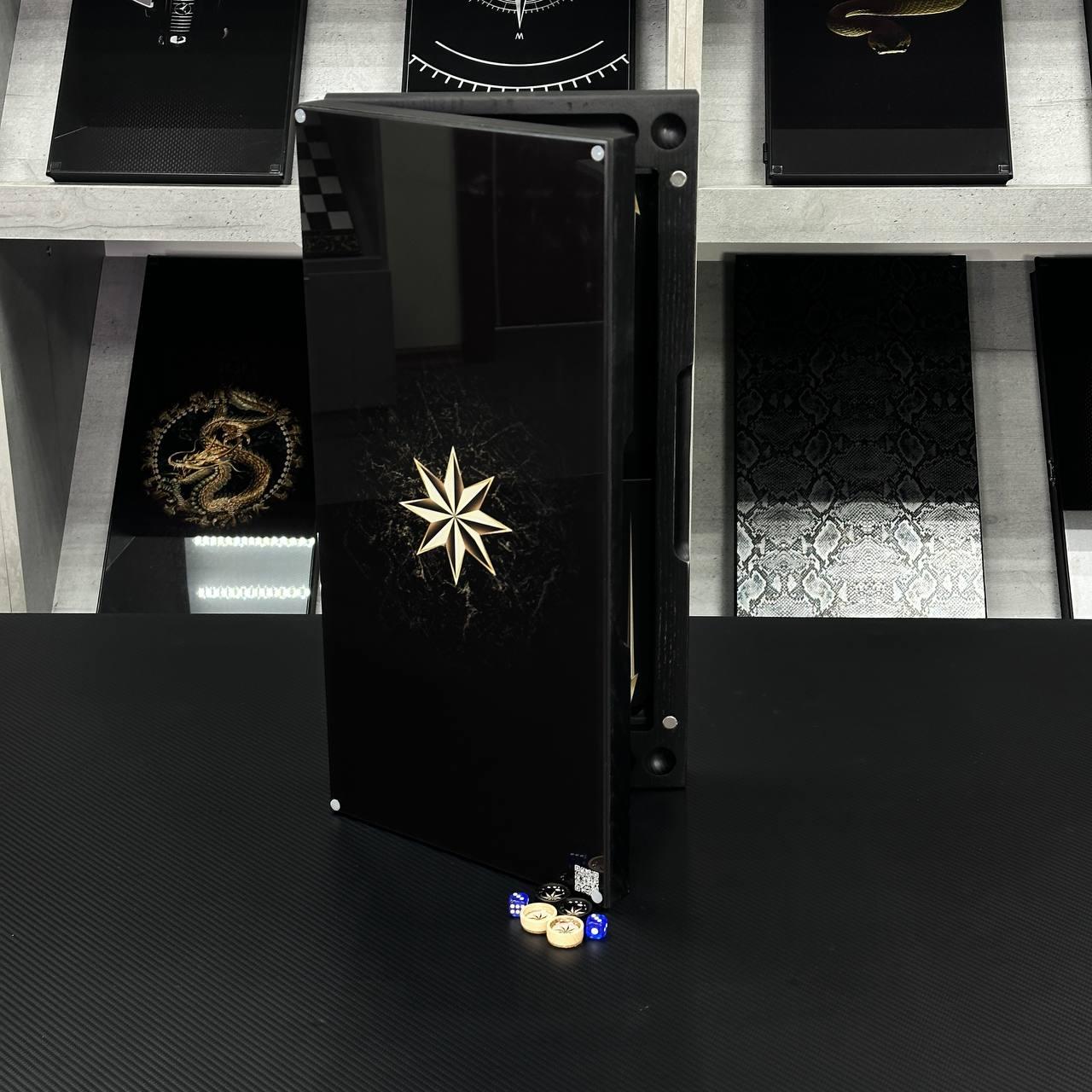 Нарди скляні з деревом Зірка 50×24×6см на подарунок, фото 1