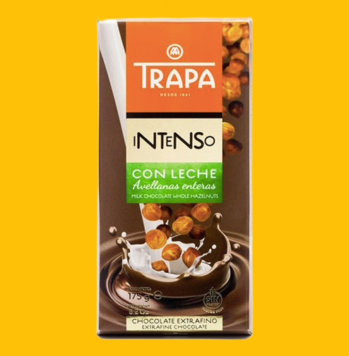 Шоколад молочний з лісовими горіхами 🍫 Trapa Intensо 175 г. Іспанія