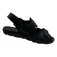 Сандалії шкіряні чоловічі на липучках чорного кольору «Style Shoes», фото 2