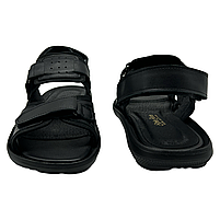 Сандалії шкіряні чоловічі на липучках чорного кольору «Style Shoes», фото 3