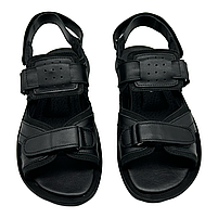 Сандалії шкіряні чоловічі на липучках чорного кольору «Style Shoes», фото 4