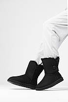 Зимові Жіночі Черевики UGG Short Bailey Button 2 Black / УГГ Класік Міні Бейлі Баттон Чорні, фото 5
