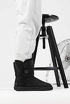 Зимові Жіночі Черевики UGG Short Bailey Button 2 Black / УГГ Класік Міні Бейлі Баттон Чорні, фото 3