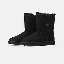 Зимові Жіночі Черевики UGG Short Bailey Button 2 Black / УГГ Класік Міні Бейлі Баттон Чорні, фото 5