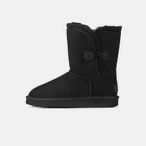 Зимові Жіночі Черевики UGG Short Bailey Button 2 Black / УГГ Класік Міні Бейлі Баттон Чорні, фото 3