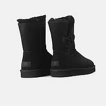 Зимові Жіночі Черевики UGG Short Bailey Button 2 Black / УГГ Класік Міні Бейлі Баттон Чорні, фото 6