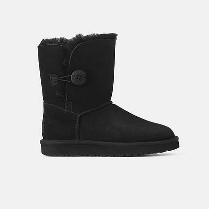 Зимові Жіночі Черевики UGG Short Bailey Button 2 Black / УГГ Класік Міні Бейлі Баттон Чорні, фото 1
