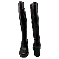 Чоботи жіночі шкіряні демісезонні коричневого кольору на підборах "Style Shoes", фото 5